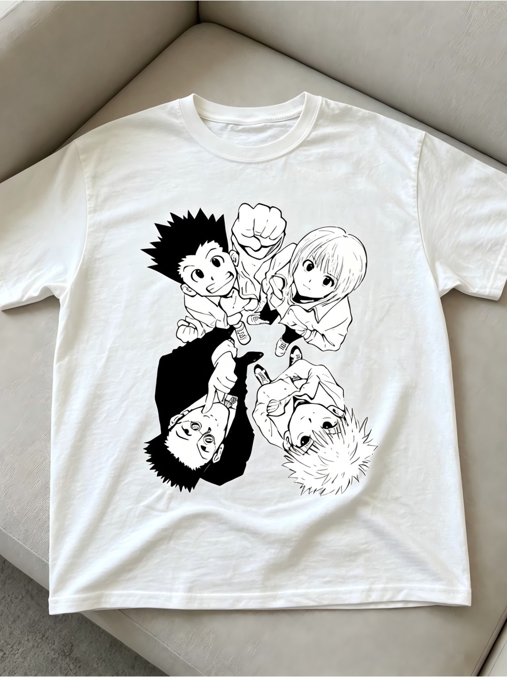 Hunter X Hunter Anime Group Graphic Manga Black Line Women Men T-shirt Unisex